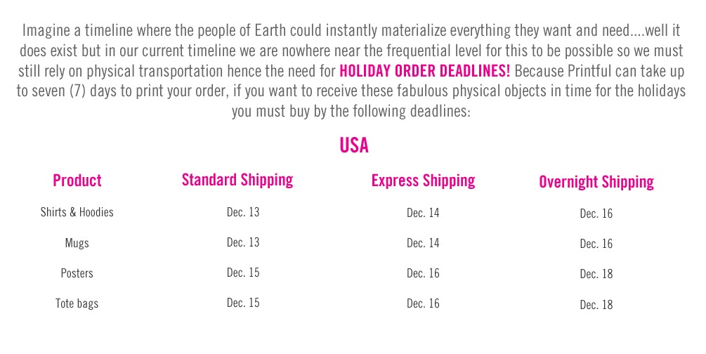 2019 Holiday Order Deadlines