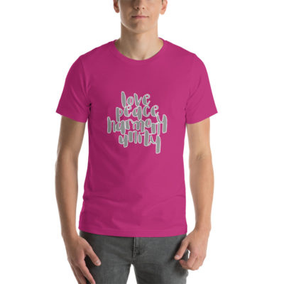 Love Peace Harmony Unity Unisex T-shirt Berry