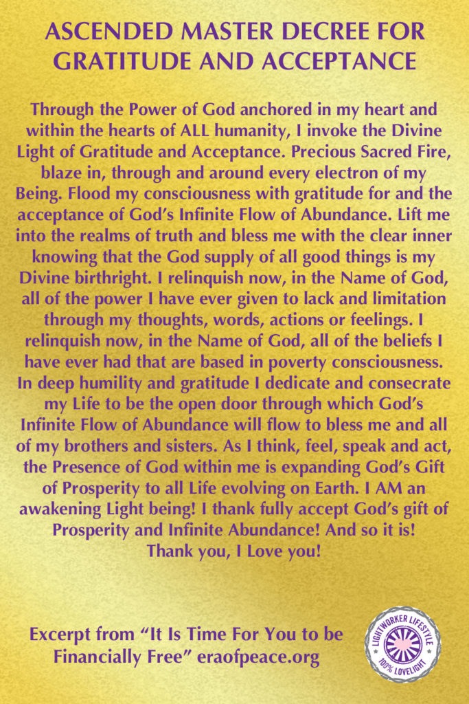 Ascended Master Decree for Gratitude and Acceptance
