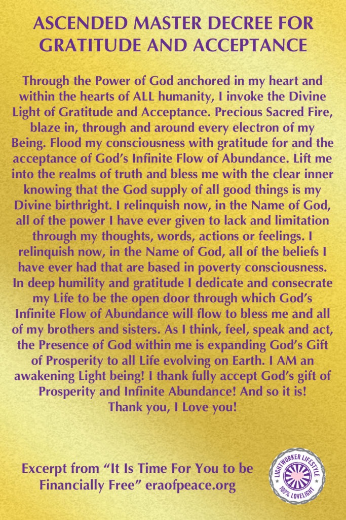 Ascended Master Decree for Gratitude and Acceptance