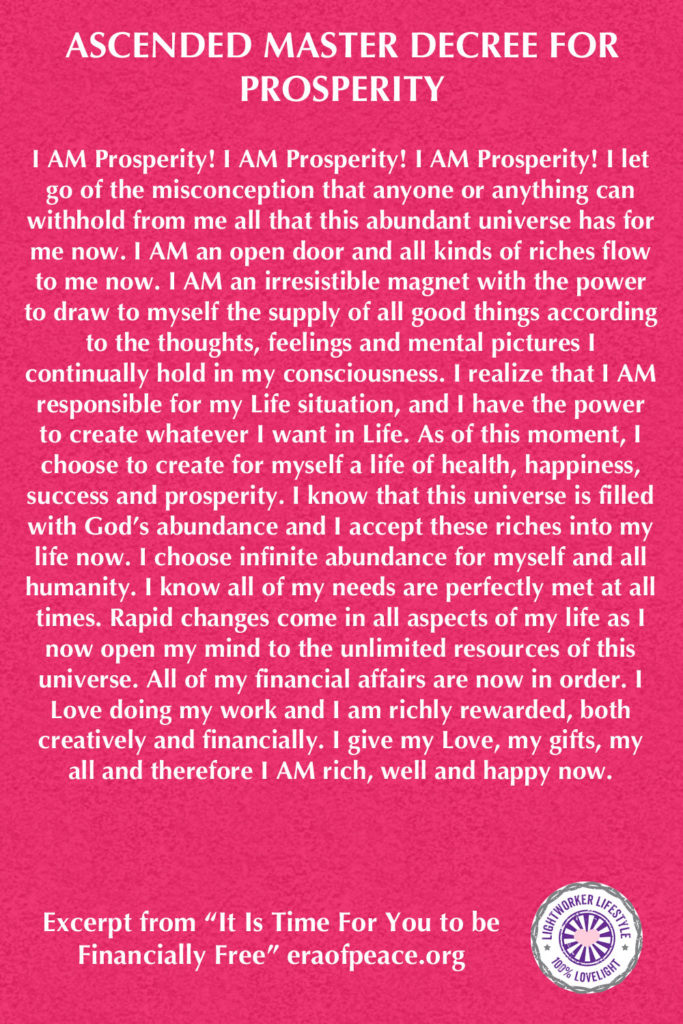 Ascended Master Decree for Prosperity